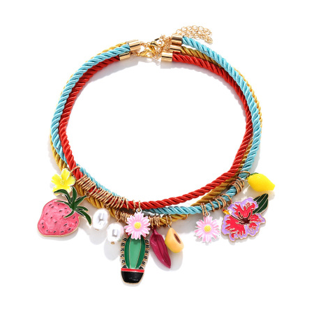1 ensemble de colliers superposés en corde de fruits sucrés