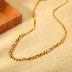 Colliers Pendentifs Pour Femmes Daily Chain En Acier Inoxydable Étanche Couleur Or h5 Image4