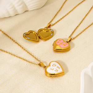 Colliers Pendentifs Pour Femmes En Acier Inoxydable Doré, Motif Cœur h5 Image3