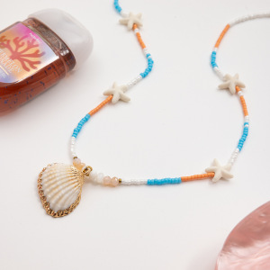 Collier Pendentif Femme En Acier Inoxydable Étanche, Motif Coquillage (1 Pièce) h5 Image6