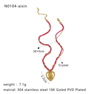 Collier Pendentif Cœur En Acier Inoxydable Étanche Couleur Or (1 Pièce) h5 Image2