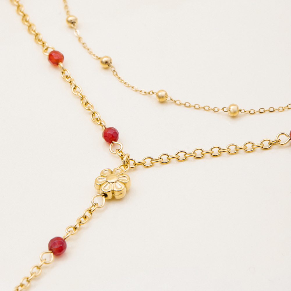 Collier Superposé Sophistiqué En Acier Inoxydable, Couleur Or, Avec Pendentif Cœur (1 Pièce) h5Image7