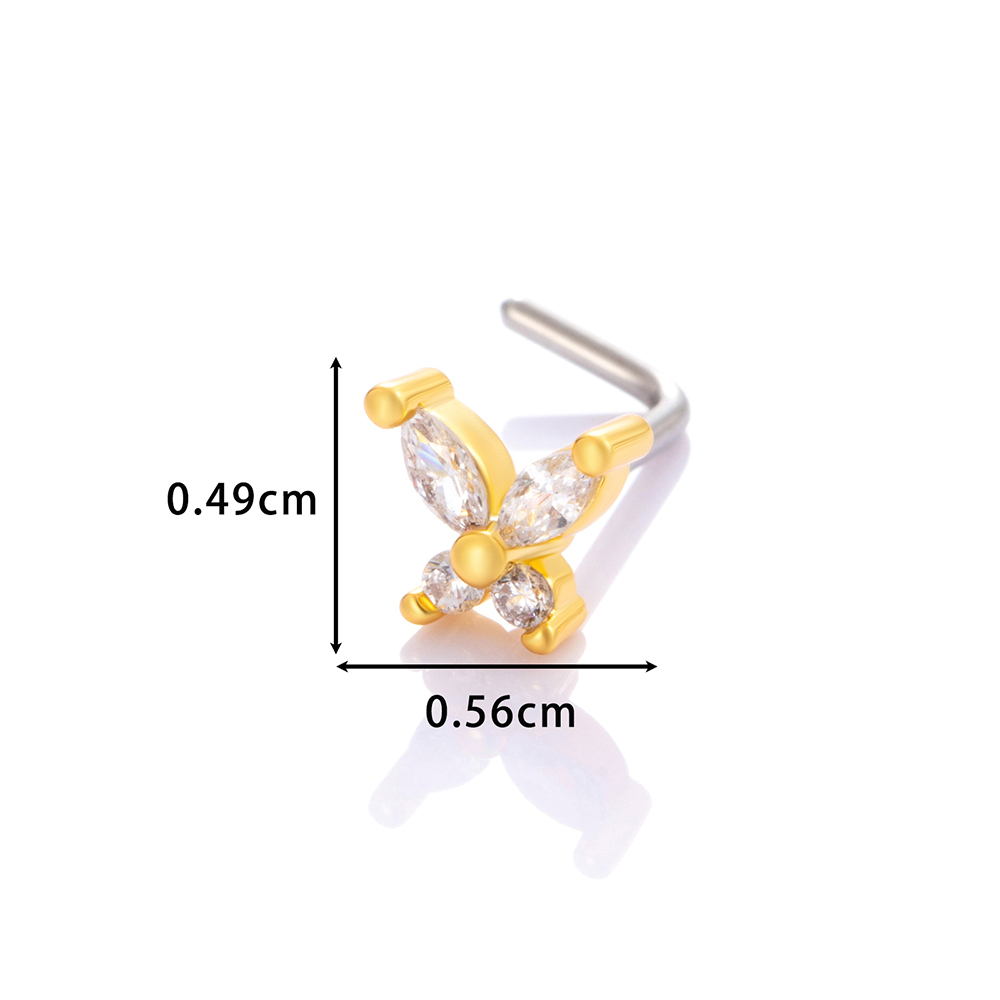 1 Pièce De Piercing De Nez En Zircon Couleur Cuivre Doré Image2