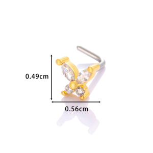 1 Pièce De Piercing De Nez En Zircon Couleur Cuivre Doré h5 Image2