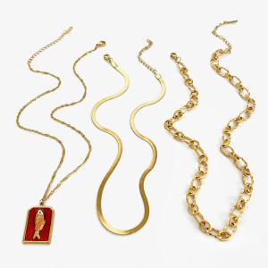 Collier Pendentif En Acier Inoxydable Doré, 1 Pièce, En Forme De Poisson h5 Image5