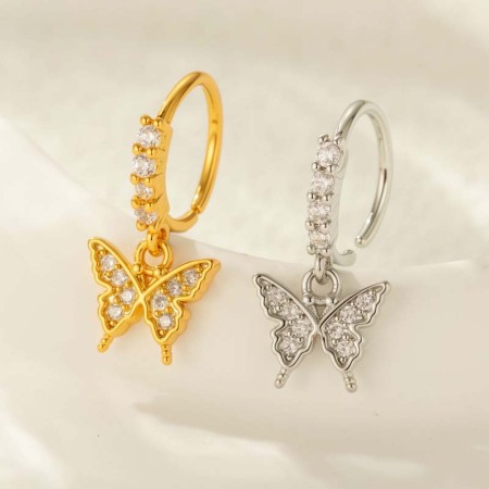 1 Piercing De Nez Papillon En Cuivre Doré Et Zircon