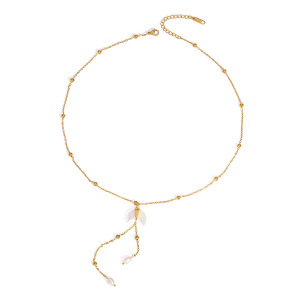 Collier Pendentif Lune En Acier Inoxydable Étanche Couleur Or (1 Pièce) h5 Image5