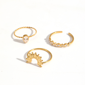 Ensemble De 1 Bague Géométrique En Acier Inoxydable Étanche Couleur Or h5 