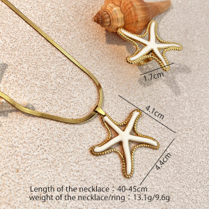 Collier Pendentif Étoile De Mer En Acier Inoxydable Étanche Couleur Or (1 Pièce) h5 Image4