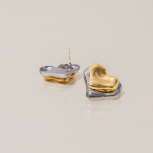 Boucles D'Oreilles Puces Pour Femme, Modèle Sweet Heart, En Acier Inoxydable Étanche, Couleur Or (1 Paire) h5 Image6