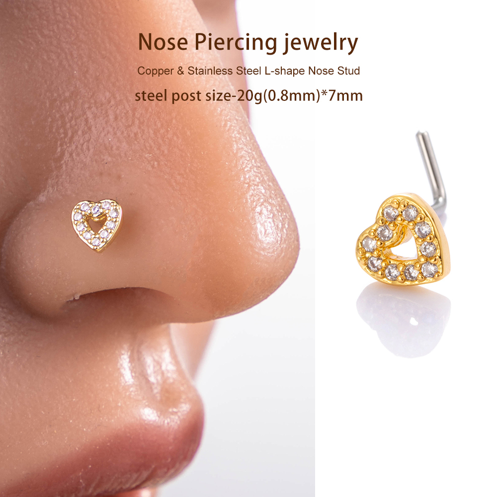 1 Pièce De Piercing De Nez En Zircon Couleur Cuivre Doré Image4
