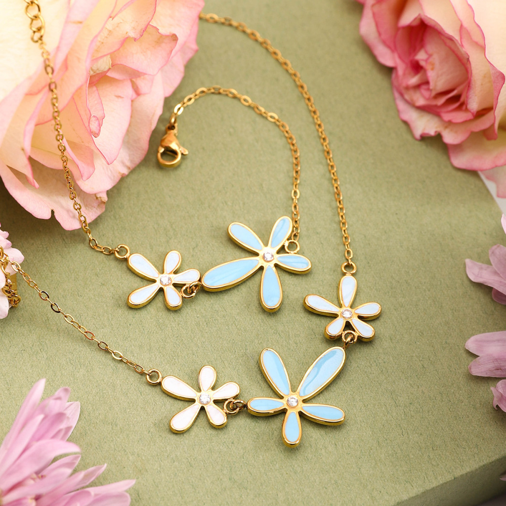 Collier Pendentif Femme En Acier Inoxydable Doré, Orné D'Une Fleur Délicate (1 Pièce) h5Image6