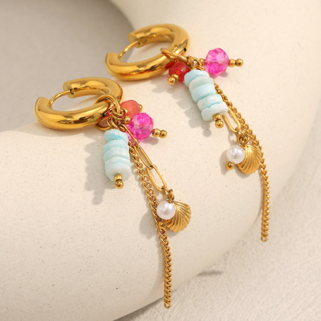 1 paire de boucles d'oreilles pendantes design en pierre naturelle pour femme 2