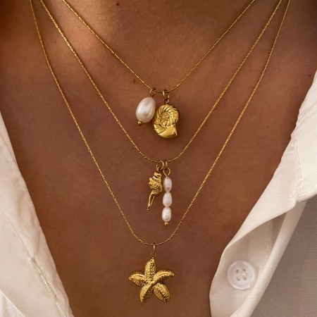 Collier pendentif océanique en acier inoxydable couleur or, 1 pièce