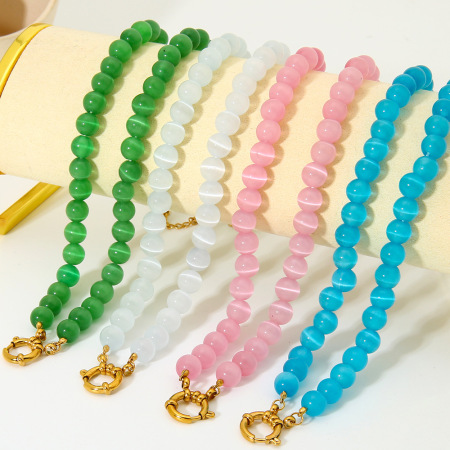 Colliers de perles géométriques en verre doré pour femmes, série Simple Daily 2