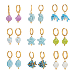 1 Paire De Boucles D'Oreilles Pendantes En Acier Inoxydable En Forme De Poisson Mignon h5 Image5