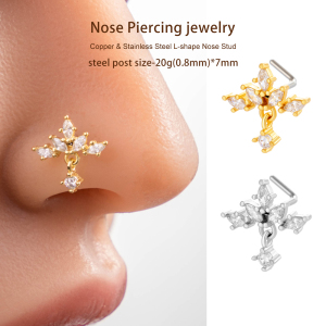 1 Pièce De Piercing De Nez Design En Cuivre Doré Et Zircon Pour Femme h5 Image4