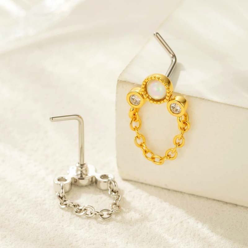 1 Pièce De Piercing De Nez En Zircon Couleur Cuivre Doré Image3