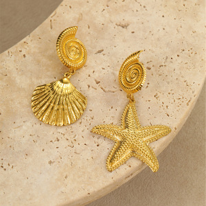 Boucles D'Oreilles Pendantes Pour Femmes, Motif Tortue De Vacances, En Acier Inoxydable, Étanches, Couleur Or. h5 Image4
