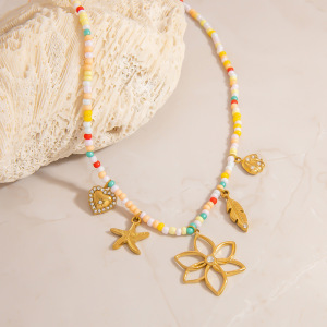 Collier De Perles À Breloques En Forme De Fleur, 1 Pièce h5 Image4