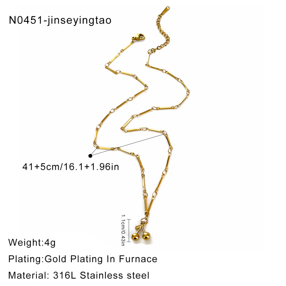 Collier Pendentif En Acier Inoxydable Doré, Étanche, En Forme De Fruit (1 Pièce) Image2