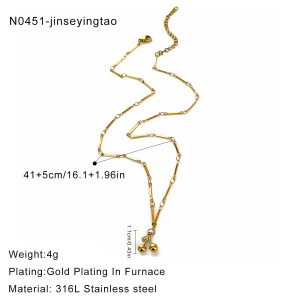 Collier Pendentif En Acier Inoxydable Doré, Étanche, En Forme De Fruit (1 Pièce) h5 Image2