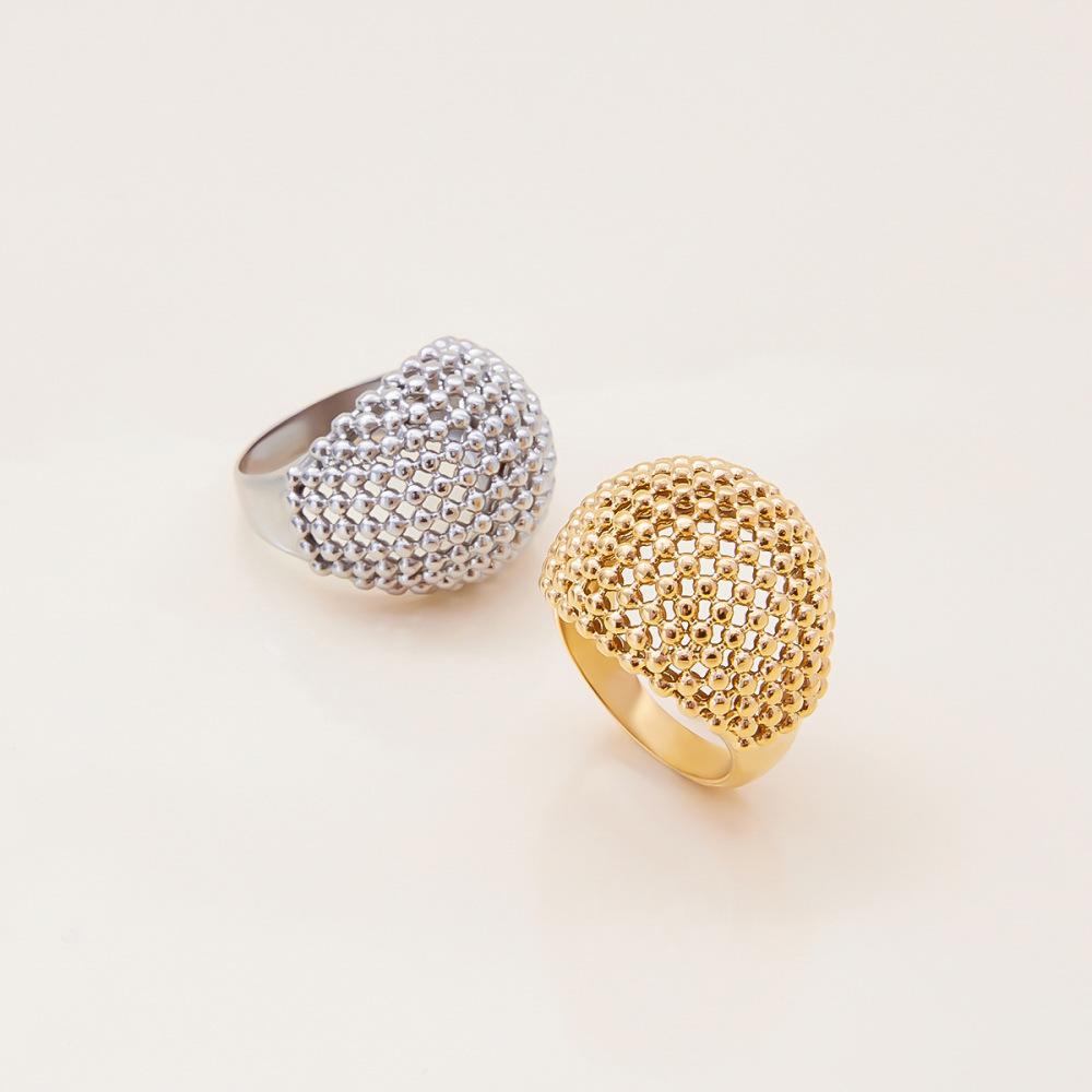 Bague Tendance Géométrique Personnalisée En Acier Inoxydable Étanche Couleur Or (1 Pièce) Image4