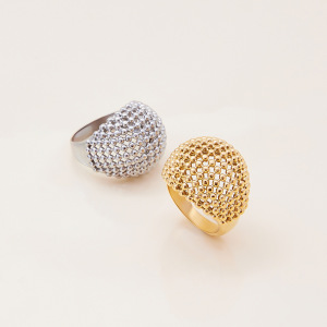 Bague Tendance Géométrique Personnalisée En Acier Inoxydable Étanche Couleur Or (1 Pièce) h5 Image4