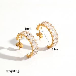 1 Paire De Boucles D'Oreilles Créoles En Acier Inoxydable Étanche Couleur Or h5 
