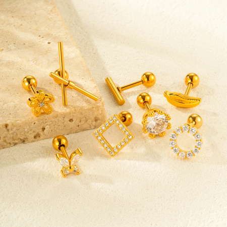 1 boucle d'oreille piercing en cuivre et zircon