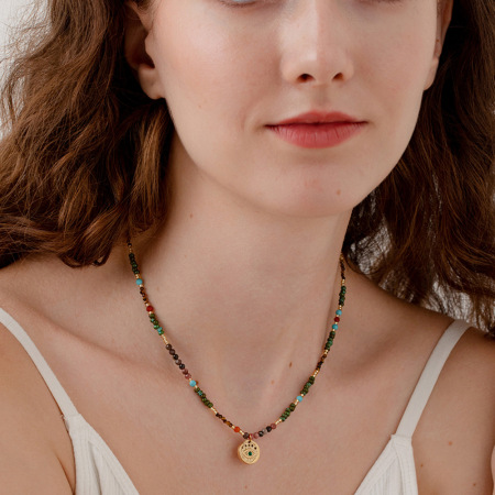 Colliers pendentifs pour femmes en pierres naturelles couleur or