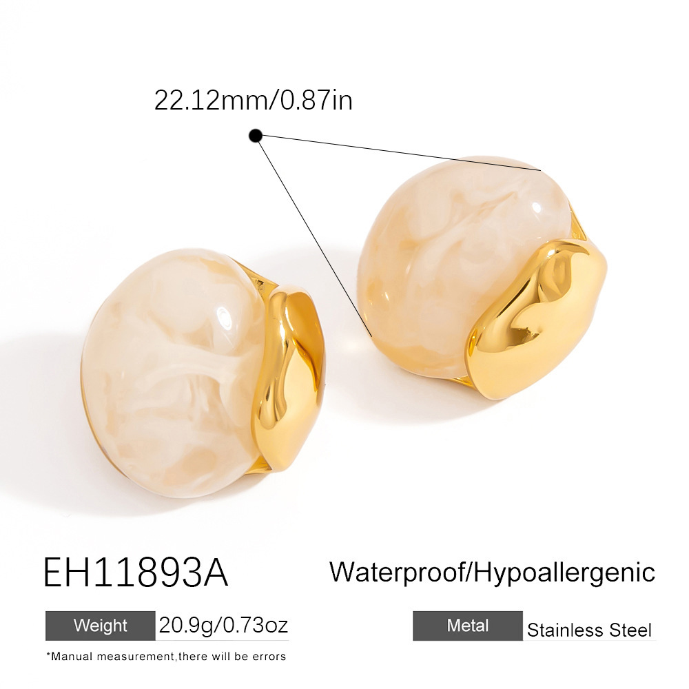 Boucles D'Oreilles Puces Pour Femmes, Style Géométrique Décontracté, En Acier Inoxydable, Étanches, Collection Simple Series Image2