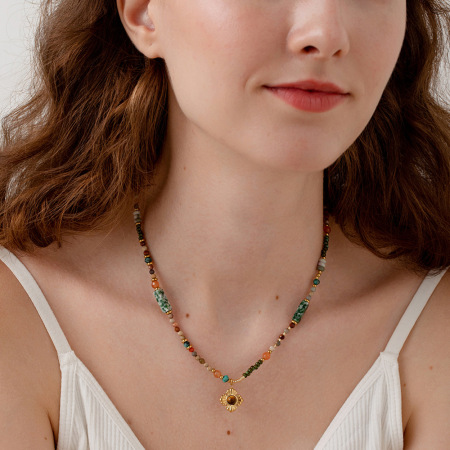 Colliers pendentifs pour femmes, en acier inoxydable étanche, couleur or, collection classique