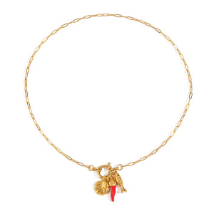 Collier Pendentif Chill Charm En Acier Inoxydable Étanche Couleur Or (1 Pièce) h5 Image5