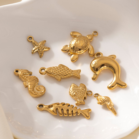 Pendentif Oceanic en acier inoxydable étanche couleur or (1 pièce) 2