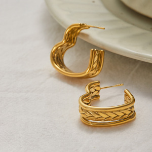 1 Paire De Boucles D'Oreilles Créoles Romantiques En Forme De Cœur, En Acier Inoxydable Étanche, Couleur Or, Pour Femme h5 Image7