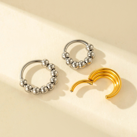 Boucle d'oreille piercing en acier inoxydable étanche couleur or (1 pièce)