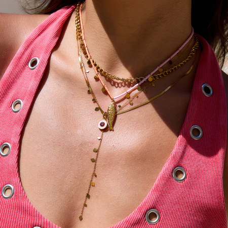Collier pendentif femme en acier inoxydable doré, motif poisson, 1 pièce 2