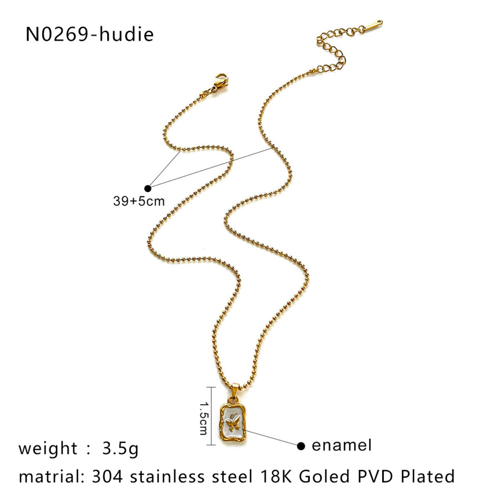 Collier Pendentif En Acier Inoxydable Doré, Étanche, En Forme De Cœur Émaillé Image2
