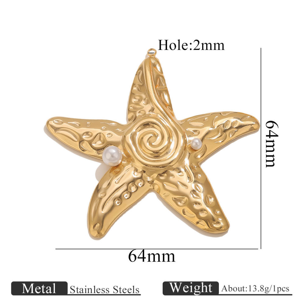 Pendentif Femme Exquis En Acier Inoxydable, Couleur Or, Représentant Un Organisme Marin (1 Pièce)