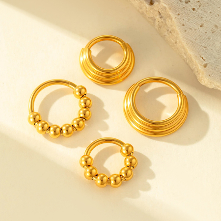 Boucle d'oreille piercing en acier inoxydable étanche couleur or (1 pièce) 2