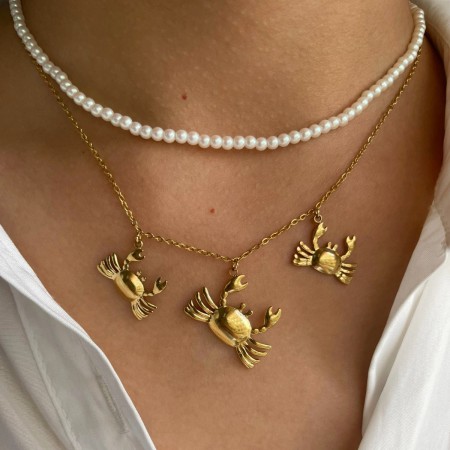 Collier crabe en acier inoxydable couleur or 1 pièce