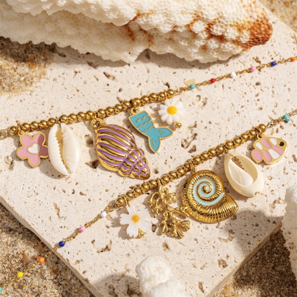 Collier Pendentif En Acier Inoxydable Doré, Étanche, En Forme De Coquillage h5Image4