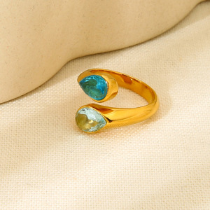Bague Femme Légère Et Luxueuse En Forme De Goutte D'Eau, En Acier Inoxydable Étanche. h5 Image4