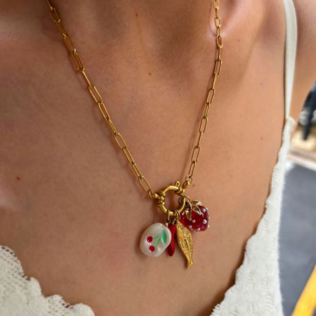 Collier pendentif en acier inoxydable doré, étanche, en forme de fruit (1 pièce) 2