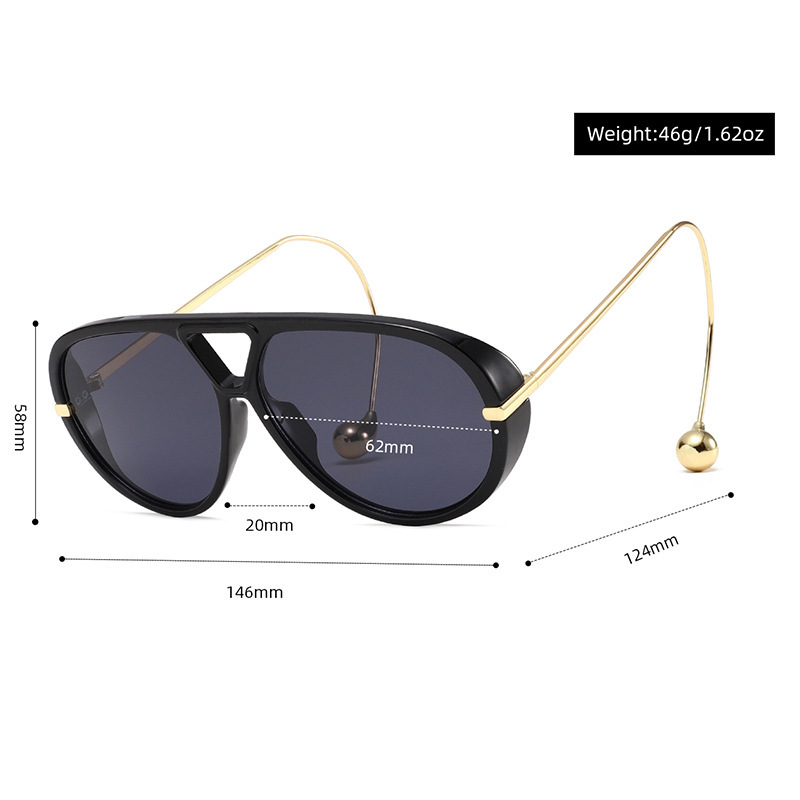 1 Paire De Lunettes De Soleil Simples Pour Femmes, Style Punk, Couleur Unie, En Métal Image4