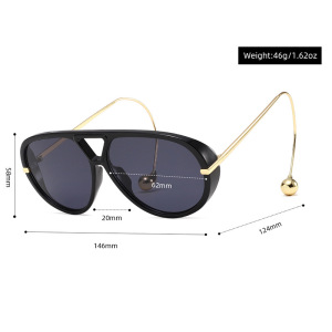 1 Paire De Lunettes De Soleil Simples Pour Femmes, Style Punk, Couleur Unie, En Métal h5 Image4