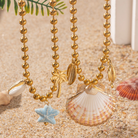 Collier pendentif en acier inoxydable couleur or, étanche, 1 pièce 2