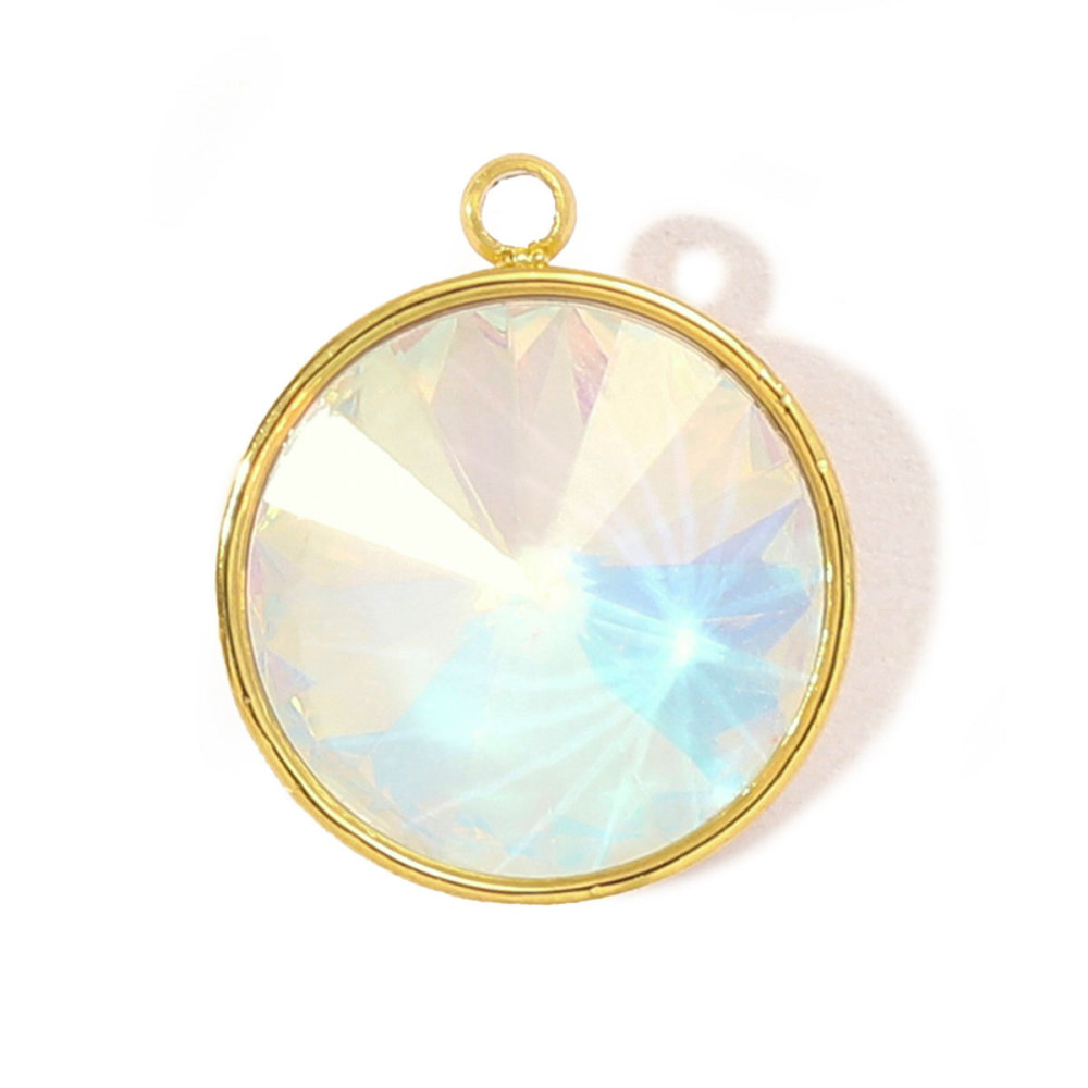 Pendentif Géométrique Diy En Verre Et Acier Inoxydable Étanche Couleur Or Pour Femme (1 Pièce)