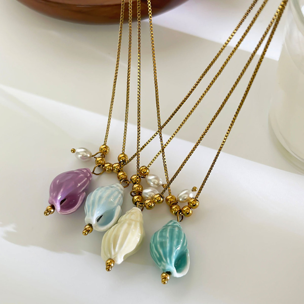 Collier Pendentif Coquillage Coloré 1 Pièce Image5